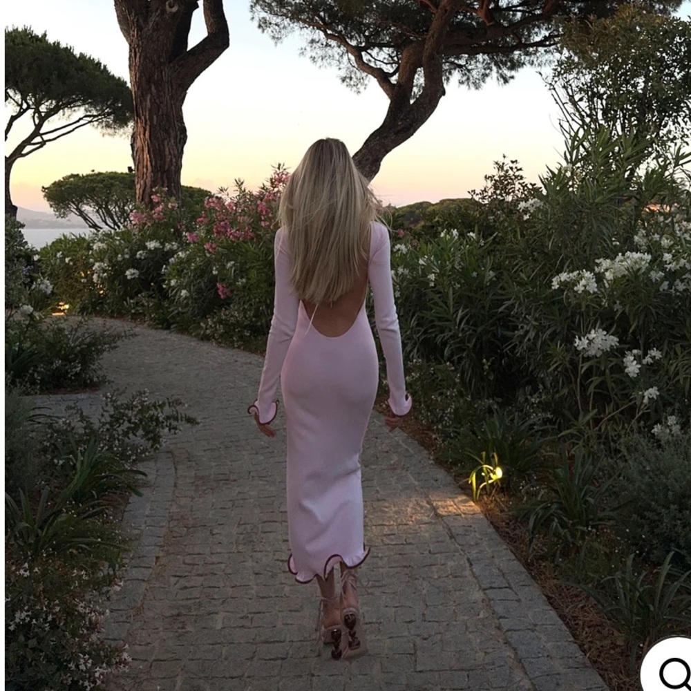 NWT - SAME RUFFLE HEM MIDI DRESS (BABY PINK)